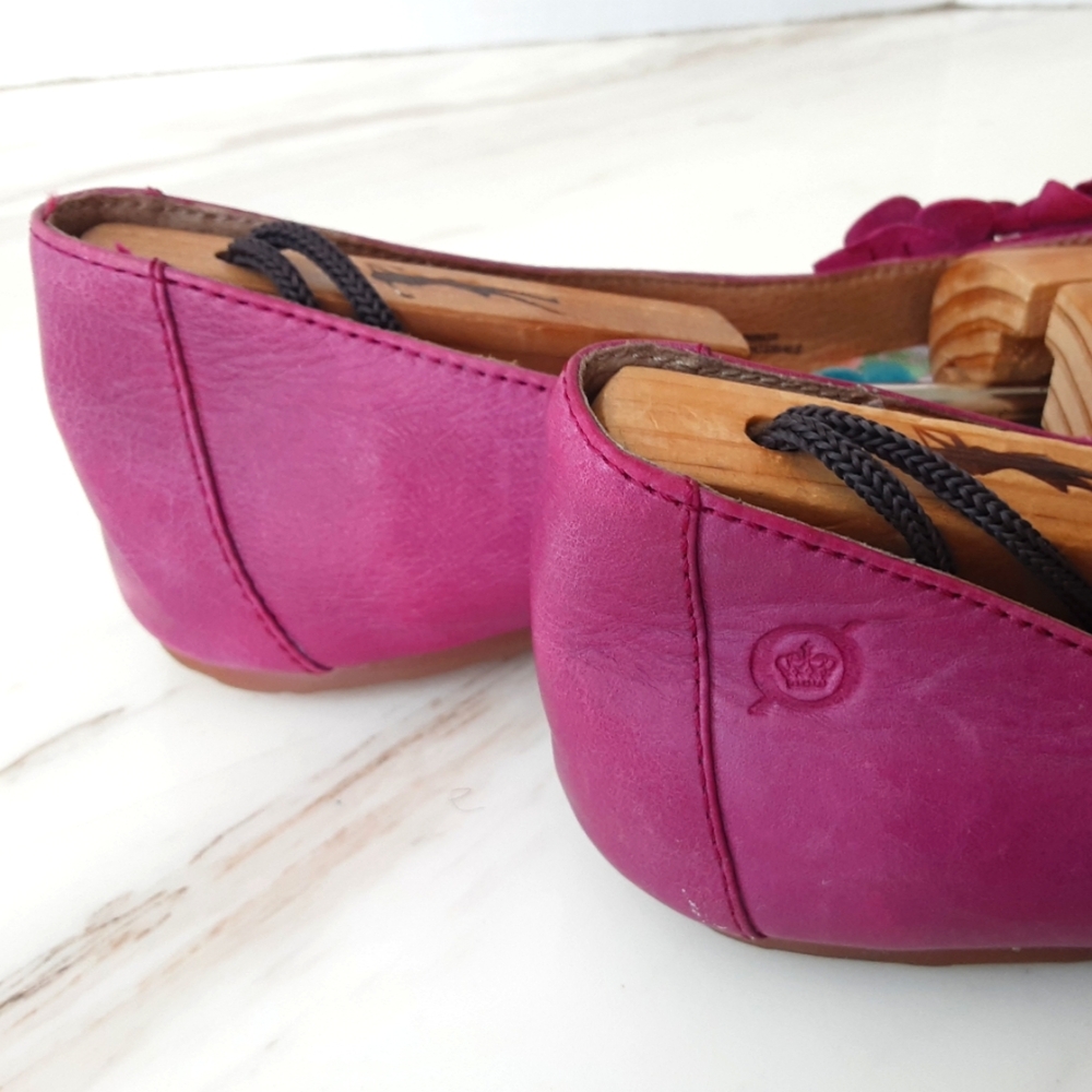 BORN Pink Leather Flower Ballet Flats Sz 10 - Picture 8 of 11